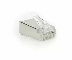 ACT CAT6A praeinamas ekranuotas RJ45 modulinis jungtis, auksiniai kontaktai, sidabrinis permatomas
