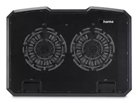Hama 00126806 Black Metal nešiojamojo kompiuterio aušinimo padėklas, pakreipiamas, tylus, 2 ventiliatoriai, iki 40 cm (15,6 colio), juodas