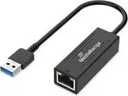 USB-A Ethernet adapteris MediaRange MRCS238 su RJ45 prievadu, 10/100/1000Mbps, 20 cm, juodas