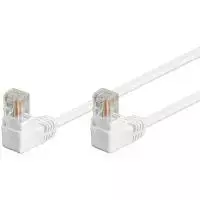 Tinklo jungiamasis laidas Delta Goobay CAT5e 2 m, U/UTP, 2×90° kampu RJ-45, baltas