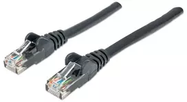 Intellinet tinklo jungiamasis kabelis Cat6, 20 m, juodas, CCA, U/UTP, PVC, RJ45, auksu dengti kontaktai, apsaugotas nuo užkliuvimo, su gaubtu, viso gyvenimo garantija