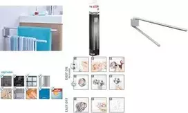 tesa EKKRO 40234-00000-00 rankšluosčių laikiklis, dviejų strypų, chromuotas, klijuojamas (be gręžimo), 1 vnt.