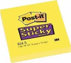 Post-It 654-S Lipnūs Lapeliai Kvadratiniai Geltoni 90 Lapų (1 PAK = 12 Blokelių)