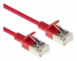 ACT Raudonas 2 m LSZH U/FTP CAT6A plonas duomenų centro pataisinis laidas su apsauga nuo užsikabinimo ir RJ45 jungtimis