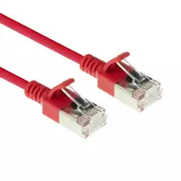 ACT raudonas 3 metrų LSZH U/FTP CAT6A plonas duomenų centro laidų kabelis su apsaugotais RJ45 kištukais