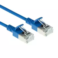 ACT Blue 0,25 m LSZH U/FTP CAT6A plonas jungiamasis kabelis su apsauga nuo užkabinimo, RJ45 jungtimis