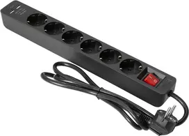 Maitinimo blokas EUROLITE ON-1 6 lizdų su 2 USB prievadais, apsauga nuo viršįtampių