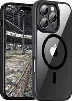 Apsauginis dėklas jt berlin Hybrid MagSafe, skaidrus juodas, Apple iPhone 16 Pro Max