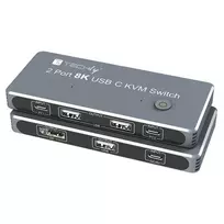 Techly IDATA KVM-DPC8K KVM jungiklis pilka spalva