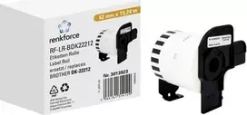 Renkforce etikečių rulonas, suderinamas su Brother DK-22212, 62 mm x 15,24 m, popierius, baltas, nuolatiniai lipdukai, RF-6027846