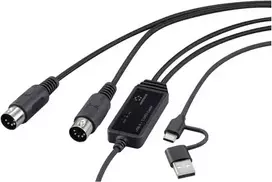 Renkforce RF-6439636 USB, MIDI adapteris [2x DIN kištukas 5 pol. – 1x USB-C®, USB-A] juodas 2 m (RF-6439636)