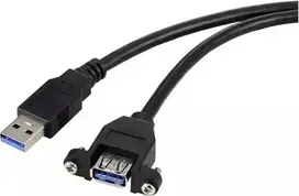 Renkforce USB 3.0 laidas USB-A kištukas, USB-A lizdas 1,00 m juodas montavimui su fiksavimo varžtais RF-5720388