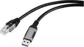 Renkforce USB tinklo adapterio kabelis [1x USB 3.2 Gen 1 kištukas A (USB 3.0) - 1x RJ45 kištukas] 1,80 m Aliuminio kištukas (RF-6055784)