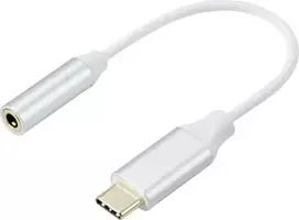 Renkforce RF-6056890 USB-C® / Jack adapteris [1x USB-C® - 1x Audio, stereo (3,5 mm lizdas)] Baltas aliuminio kištukas 0,1 m