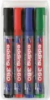 Permanentinis markeris Edding 360 brush tip rinkinys 4 vnt. – juoda, mėlyna, žalia, raudona