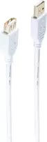 shiverpeaks ®-BASIC-S--USB ilginamasis kabelis, A tipo kištukas į A tipo movą, GREITASIS, paauksuoti kontaktai, USB 2.0, baltas, 3,0 m (BS77123-W)