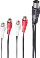 Garso kabelis ShiverPeaks BS10231 0,2 m DIN (5 kontaktų) 4 x RCA juodas