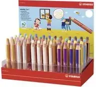 Spalvota pieštukinė lazdelė Stabilo Multitalentstift woody 7,60 cm (3) – 48 spalvų apvalus stovas, daugiafunkcė: spalvotas pieštukas, akvarelė, vaškinė kreidelė