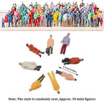 Qiweis miniatiūrinės figūrėlės modelių gamybai, 50 mini žmonių figūrėlių pakuotė, 1:75 mini žmonių figūrėlės, spalvotos mažos figūrėlės, žmonės architektūrinio planavimo projektui, modelių geležinkelis