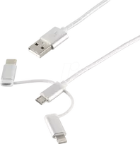 USB laidas ShiverPeaks BS14-50067 1 m USB A / USB-C, Micro-USB B, Lightning baltas
