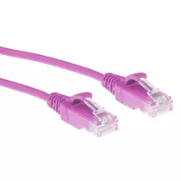 ACT Pink CAT6 U/UTP 3 m LSZH plonas lizdinis kabelis su apsaugotais RJ45 kištukais
