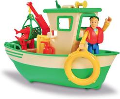 Smoby Sam Le Pompier 109251074002 - plaukiojanti žvejybinė valtis - mobilus kranas + mechaninė gervė - 1 figūrėlė, įskaitant charlie valtį, žalia, vienas dydis