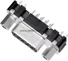 D-Sub jungtis Harting 09 66 251 6512, 15 kontaktų, litavimui, 180° orientacija