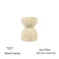 Natūralaus geltono travertino žvakidė - Kūrybiškas ornamentas svetainei, restoranui, viešbučiui ar namų dekoravimui beige