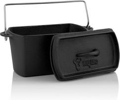 Bbq-toro kepimo puodas iš ketaus, 2 litrai, 27 x 12.5 x 15 cm, paruoštas naudojimui, olandiškas kepimo puodas, ketaus puodas, kepimo puodas, kepimo indas idealiai tinka duonai, pyragams, kepiniams