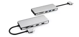 eSTUFF ES623010 12-in-1 USB-C stotelė su 4K HDMI, VGA, 100W PD įkrovimu, Gigabit Ethernet, aliuminis