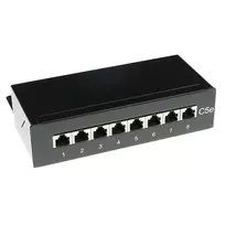 Paviršinio montavimo ekranuota 8 prievadų CAT5E pataisų skydelio dėžutė ACT FA5001, 173×44×109 mm