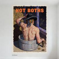 Seksualus nuogas vyras su mėlynomis kasomis ir tatuiruotėmis medinėje kubilo statinėje - Retro vintažinio stiliaus skardinis ženklas sienų dekoravimui 20x30cm（7.8x11.8inch） black
