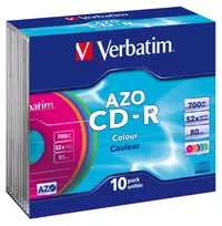Verbatim CD-R AZO Spalvos 700MB 48x 10 vnt.