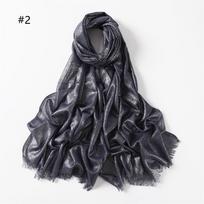 23 Colors Plain Lurex Glitter Shimmer Fringe Viscose Scarf Shawl Lady High Quality Wrap Pashmina Stole Bufandas Muslim Hijab Cap gray