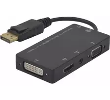 Hypertec 127377-HY vaizdo kabelio adapteris DisplayPort DVI-D + VGA (D-Sub) + HDMI juodas