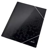 Leitz 3-Flap Folder WOW Card/POB A4, aplankas su atvartais, A4, polipropilenas (PP), juoda, 150 lapų, elastinė juosta
