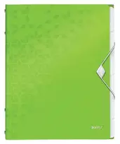 Leitz Divider Book WOW PP 6 skirtukų, Įprastas segtuvas, A4, Polipropilenas (PP), Žalia, Blizgi, 200 lapų