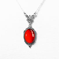 Gotikinė vampyro karoliai Vintažinis žvaigždžių dulkių krištolo kameo pakabukas Karoliai Punk stiliaus vampyro pakabukas Ovalus satanistinis demono karoliai 50cm tamsiai raudona spalva