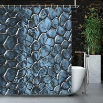 1pc Heavy Metal Style Irregular Pebble Geometric Texture Shower Curtain, Bathroom Decoration, Including Shower Curtain And 90x180cm35x71in gray