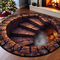 Apvalus - Įkvėptas kilimas su vandens ir ugnies motyvais – Alaus tema neslystantis žaidimų kambario grindų dekoras Diameter 60cm black