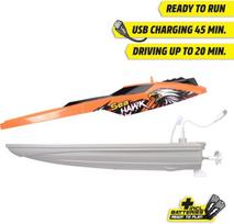 Dickie Toys - rc valtis Sea Hawk - nuotoliniu būdu valdoma valtis nuo 6 metų baseinui ar ežerui su apsaugos funkcija ir turbo pagreičiu, žaislinė motorinė valtis vaikams su 2,4 Ghz nuotolinio valdymo pulteliu, 33 cm, maks. 4