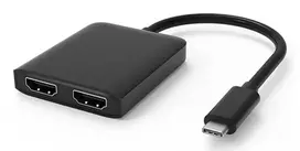 Techly IADAP USBC-HDMI2T4K vaizdo kabelio adapteris 0,15 m USB Type-C 2 x HDMI juodas
