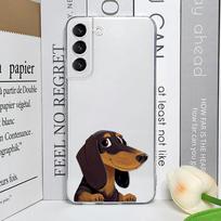 Takso silueto šuo Mielas gyvūnas telefono dėklas, skirtas Samsung Galaxy S25 S24 S23 S22 Plus S21 Ultra S20 FE Minkštas skaidrus dėklas Fundas For SamsungS24 Ultra white