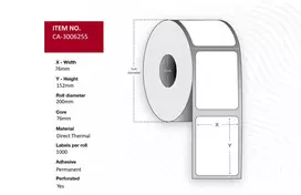 Lipnių etikečių ritinėliai Capture CA-3006255 — spausdintuvo etiketės 76 × 152 mm, šerdis 76 mm