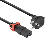 Maitinimo laidas ACT CEE 7/7 (kampu) į IEC C15 Lock+ juodas, 3 m, 10 A, 250 V