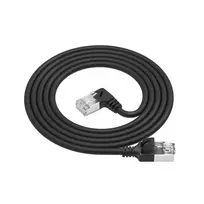 ACT Black 0.5 m U/FTP CAT6A LSZH plonas pataisos kabelis su RJ45 jungtimis 90° kampu dešinėn tiesiai