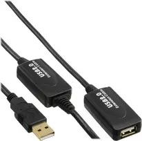 USB ilginimo laidas InLine 5771000120 — 20 m, USB A kištukas į USB A lizdą, juodas