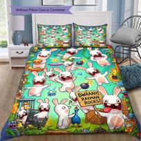 Raving Rabbids Duvet Cover Set Pillowcases ,No Comforter No Pillow Core, for Rayman Game Fans Bed 135x200cm blue
