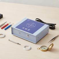 Laikrodžių demagnetizatorius su indikatoriaus lempute, lydinio, elektrinis, laikrodininkams, darbo stalui gray