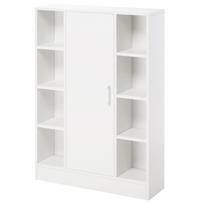 Pastatoma medinė vonios spintelė su 8 atviromis lentynomis ir 1 durimis su reguliuojamomis lentynomis Daugiafunkciniai baldai 71x22x100 cm Balta 71 x 22 x 100 cm